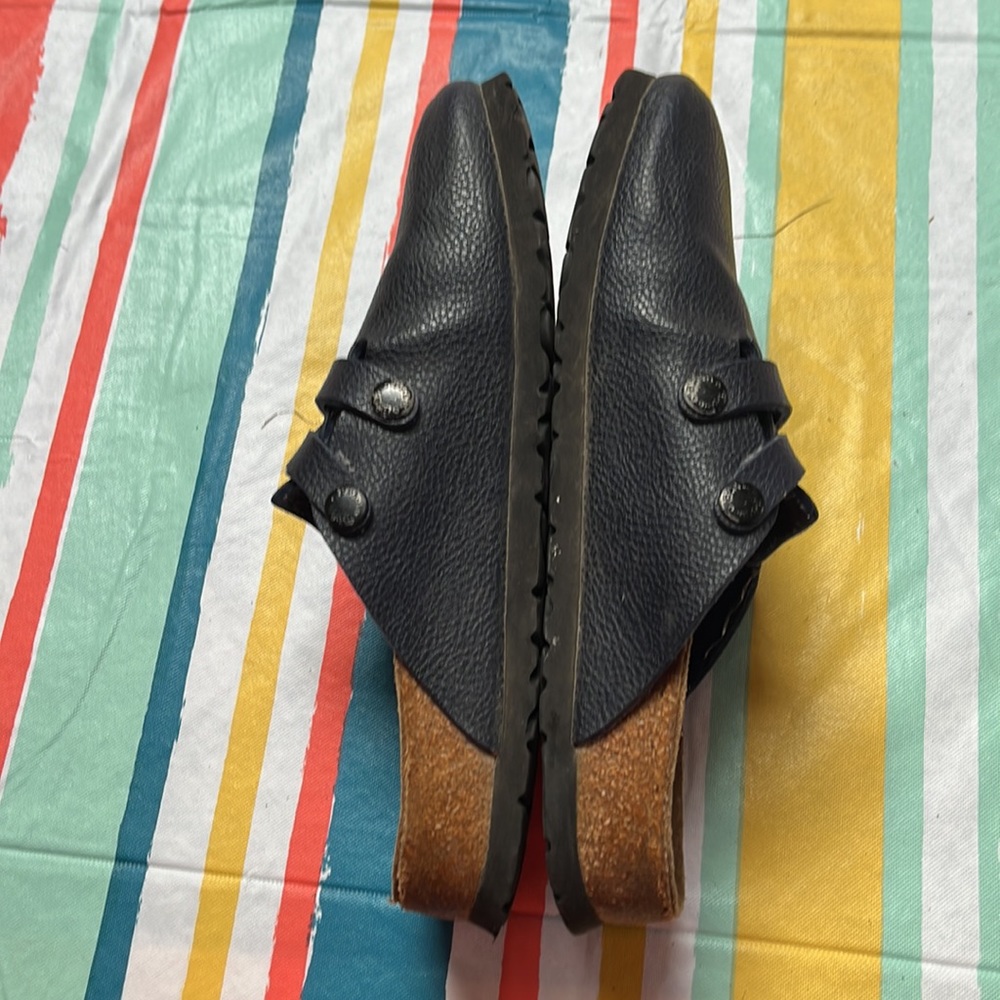 Birkenstock Birki's Camden Textured Blue Double Strap Slip on Shoes-Size 7-7.5